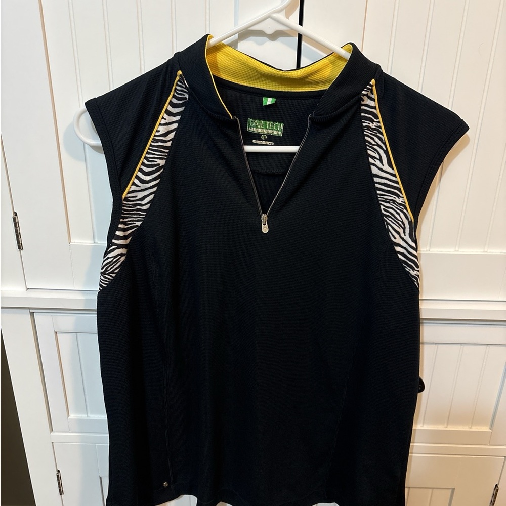 Tail Tech Sleeveless Quarter Zip Golf Athletic Top Zebra Panels